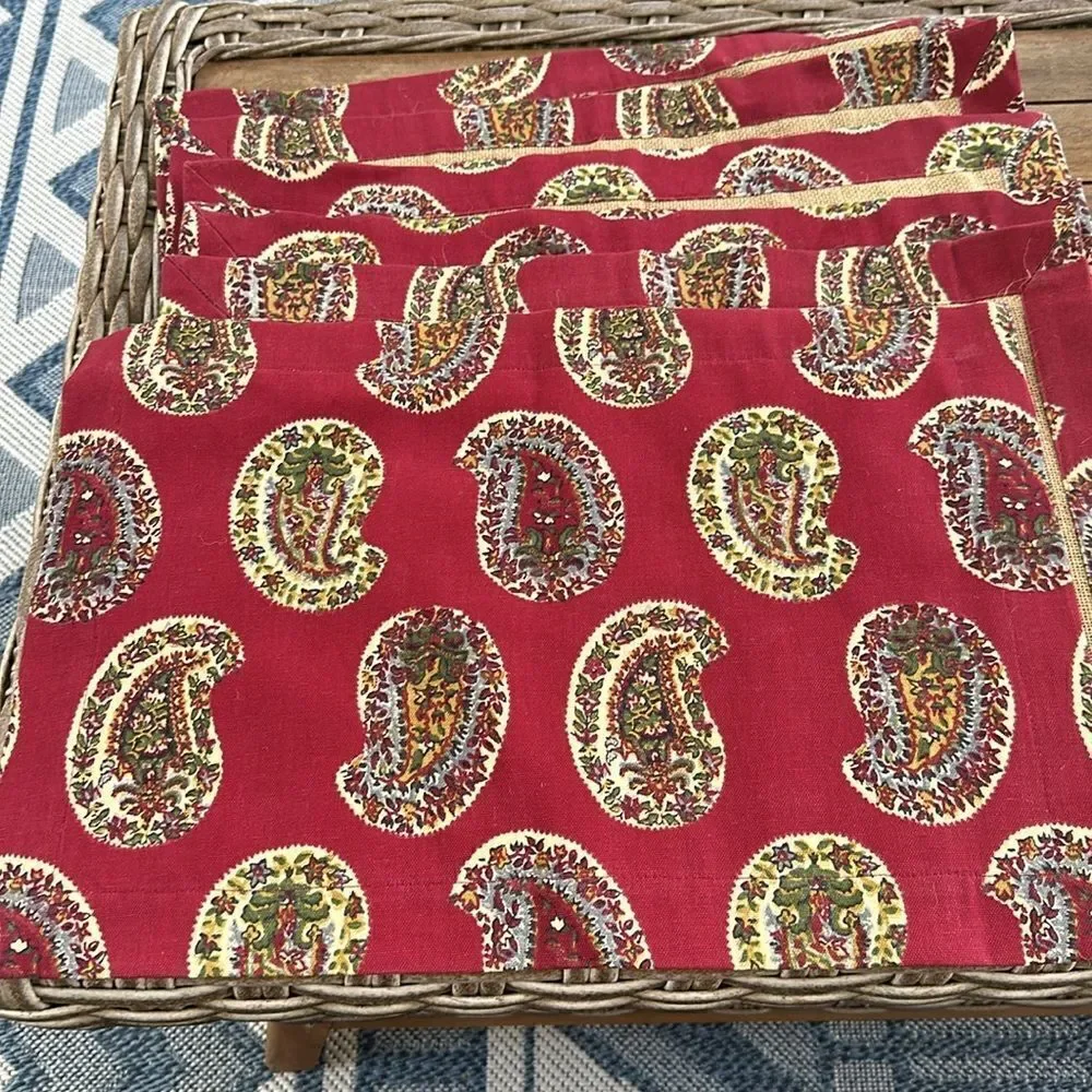 Pier 1 Floral & Raffia Cloth Placemats (6)